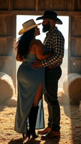 A Nostalgic Barn Romance with African American Couple