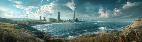 A Panoramic Landscape Featuring Different Energy Sources