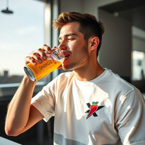 A Person Consuming Energy Drinks