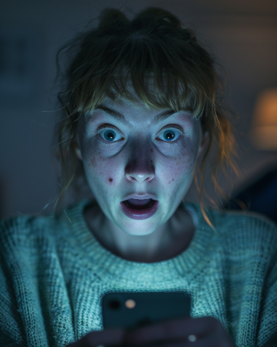 A Person Looking Shocked at Phone Screen