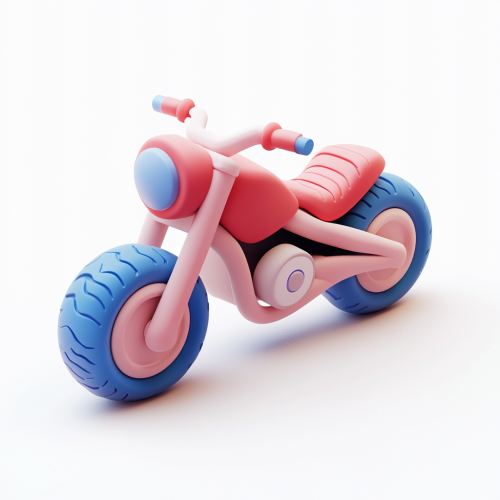 A Pixar-style motorcycle in cute clay style