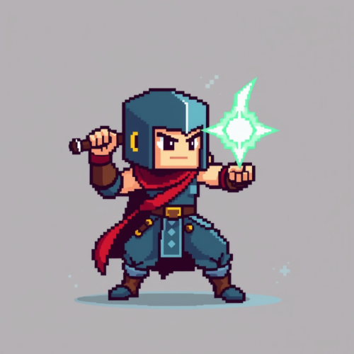 A Pixelated Fighter Hero Sprite