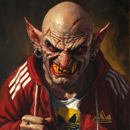 A Polish Wizard in tracksuit with crooked nose.