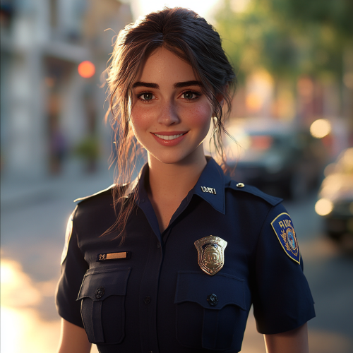 A Portrait of a Smiling Female Police Officer