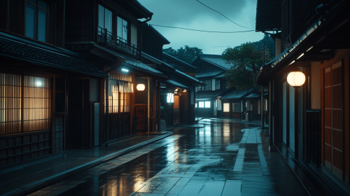 A Quiet Night in a Japanese Village