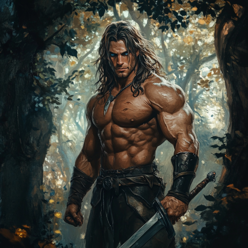A Ready Wood Elf Swordsman in Forest