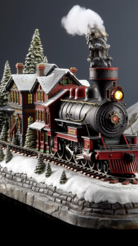 A Realistic Winter Train Scene in 3D