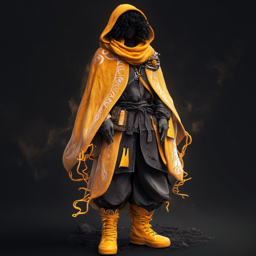 A Realistic Wizard Game Character Against Dark Background