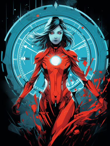 A Retro-Futuristic Female Superhero with Glowing Sword A Retro-Futuristic Female Superhero with Glowing Sword