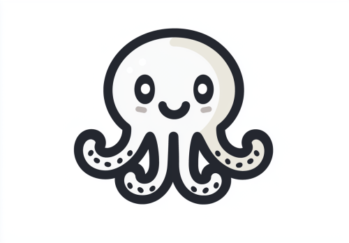 A Roman-style octopus icon with onions on white