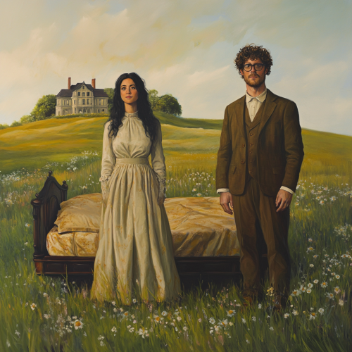 A Romantic Couple at Dawn in Countryside