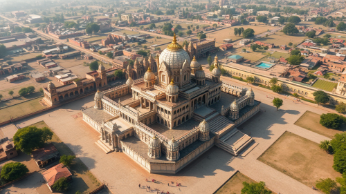 A Royal Indian City and Palace Aerial View