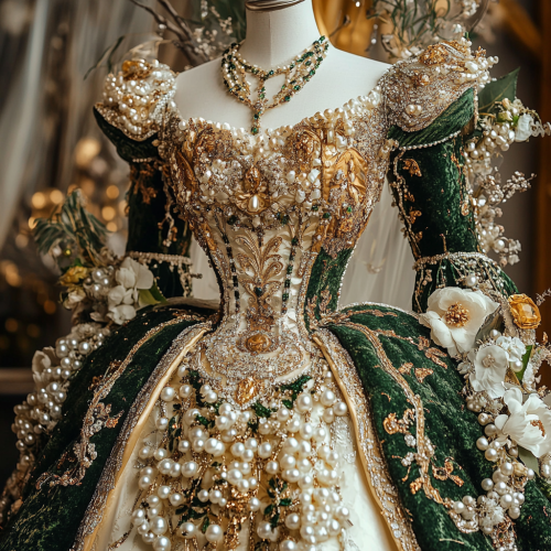 A Royal Tudor Wedding Dress with Golden Embroidery