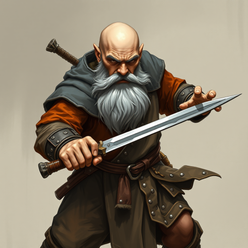 A Sad Dwarf Monk in Fighting Stance
