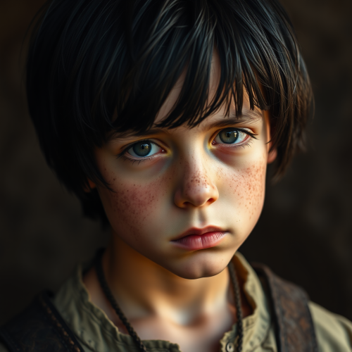 A Sad Young Boy in Medieval Times