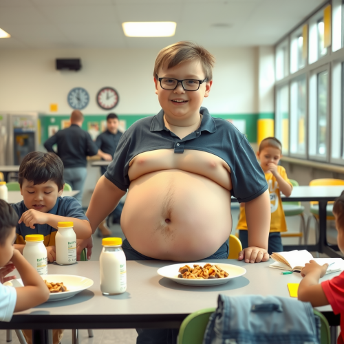 A School Boy's Giant Belly from Drinking Weight-Gain Milk