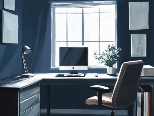 A Serene, Tidy Home Office Setup for Interview