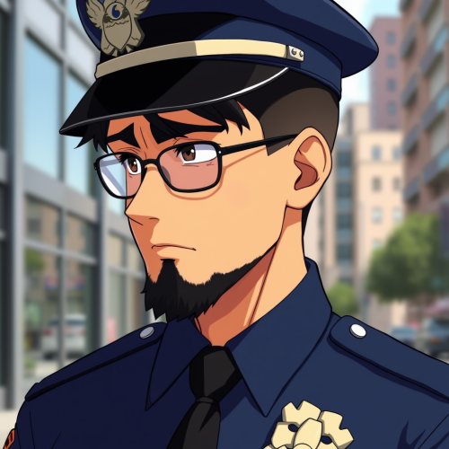 A Serious American Police Officer in Uniform Portrait