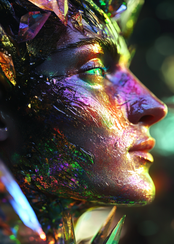 A Shiny Elf with Crystal Skin and Hair