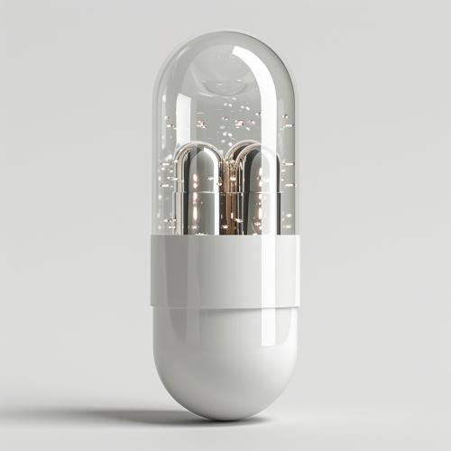 A Shiny White Pill on a Clean Background