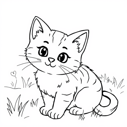 A Simple Cat Outline Coloring Page