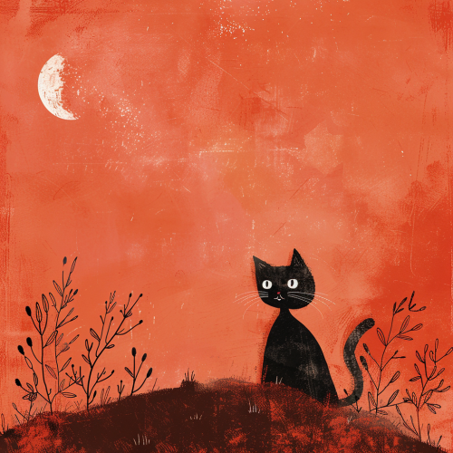 A Simple Drawing of a Black Cat