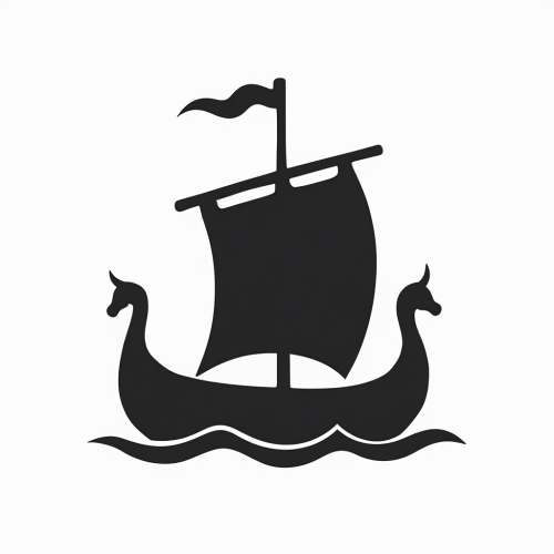 A Simple Viking Longship Logo in Black and White
