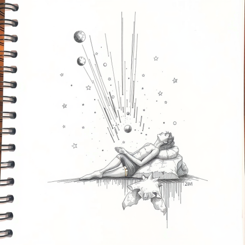 A Sketch Style Astral Projection in Space