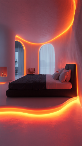 A Sleek Modern Bedroom with High-Tech Accessories