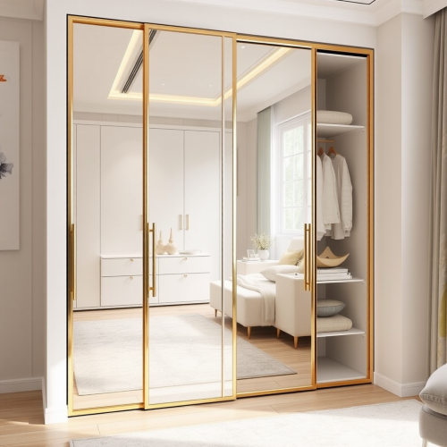 A Sleek and Luxurious Modern Wardrobe With Mirror