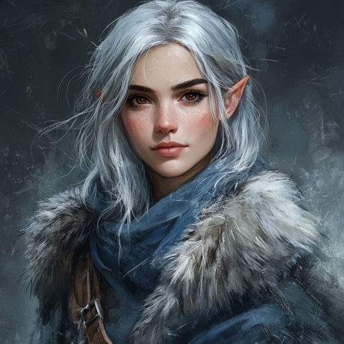 A Smiling Half-Elf with Silver Hair