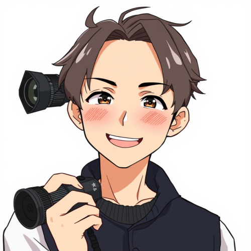A Smiling Japanese Man in Anime Style