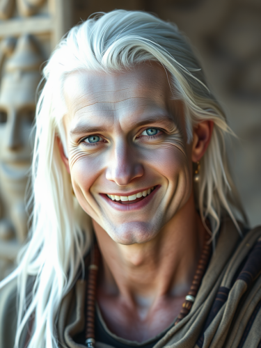 A Smiling Pleiadian Man with Bright Blue Eyes