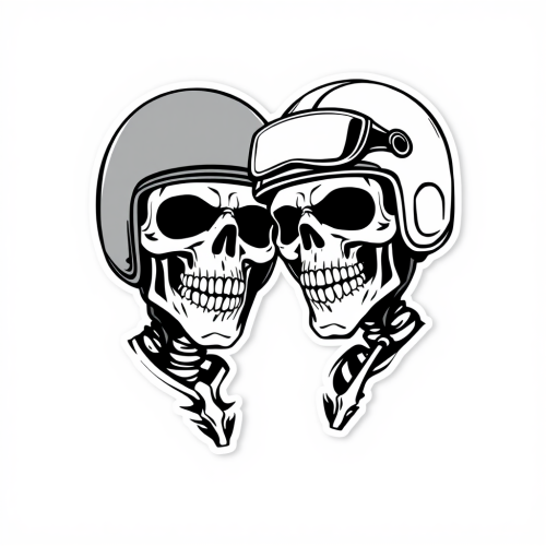 A Smiling Skeleton Biker Couple's Wedding Sticker A Smiling Skeleton Biker Couple's Wedding Sticker