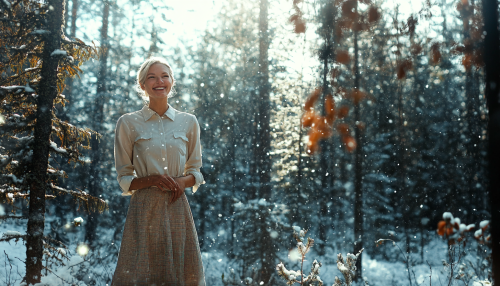 A Smiling Woman in Classy Winter Fashion
