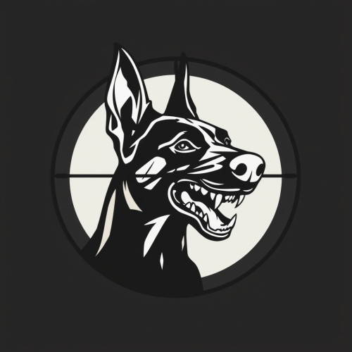 A Snarling Belgian Malinois in Crosshairs Logo