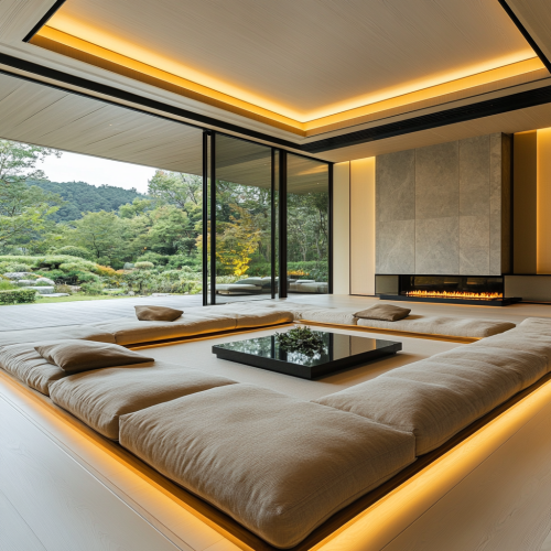 A Spacious and Elegant Living Room in Japanese Style