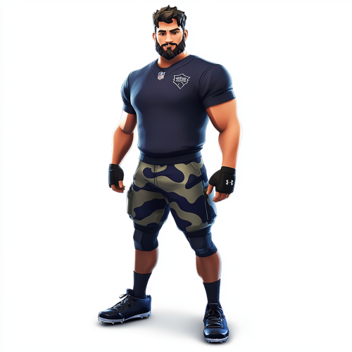 A Spanish male in navy football gear poses