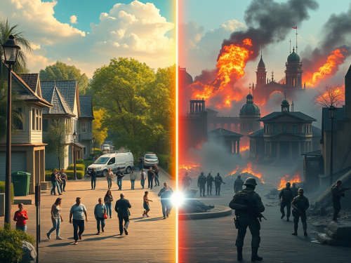 A Split-Screen Poster of Utopia and Dystopia