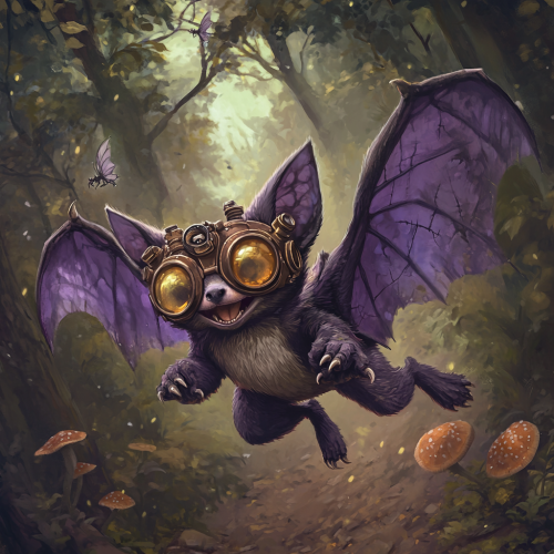 A Steampunk Bat's Flight in Enchanted Forest A Steampunk Bat's Flight in Enchanted Forest