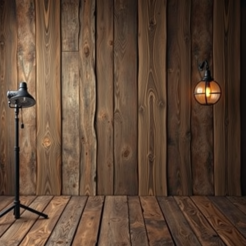 A Steampunk Studio with Wooden Background