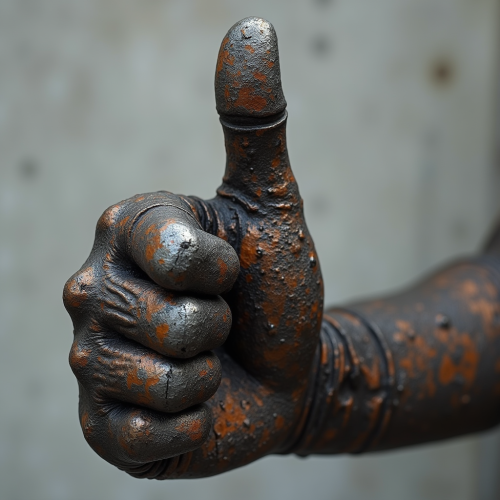 A Steel Rebar Shaped into a Thumbs-Up