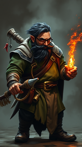 A Stocky Gnome Merchant Casting Magic, Dramatically Lit