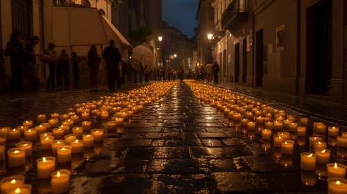 A Street Glowing with Thousands of Candles