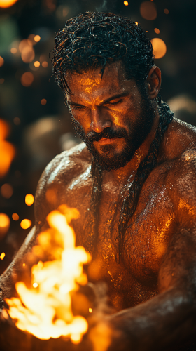 A Strong, Sweaty Greek God of Fire Smithing