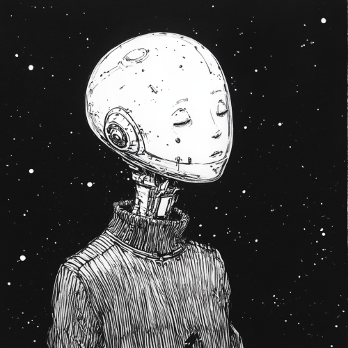 A Strong Droid in Retro Alien-Inspired Outfit A Strong Droid in Retro Alien-Inspired Outfit