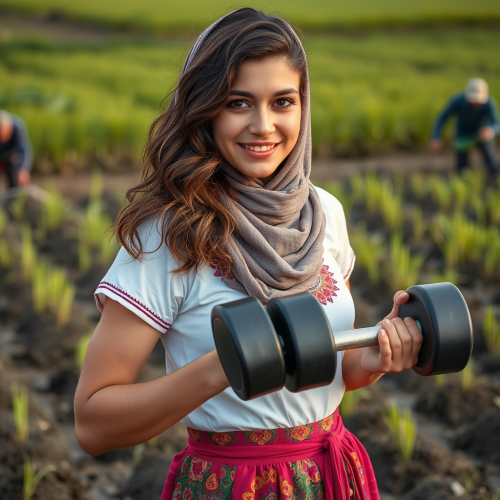 A Strong Iranian Girl in Traditional Dress Smiles