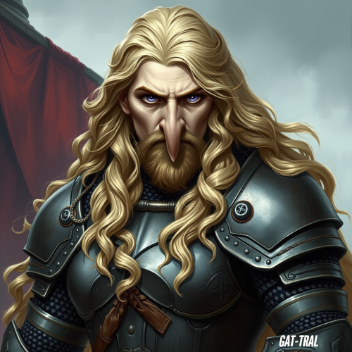 A Strong Medieval Warrior with Long Blonde Hair.