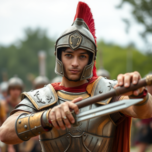 A Student Battling English Grammar in Gladiator Armor