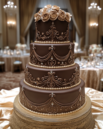 A Stunning Chocolate Victorian Wedding Cake Design